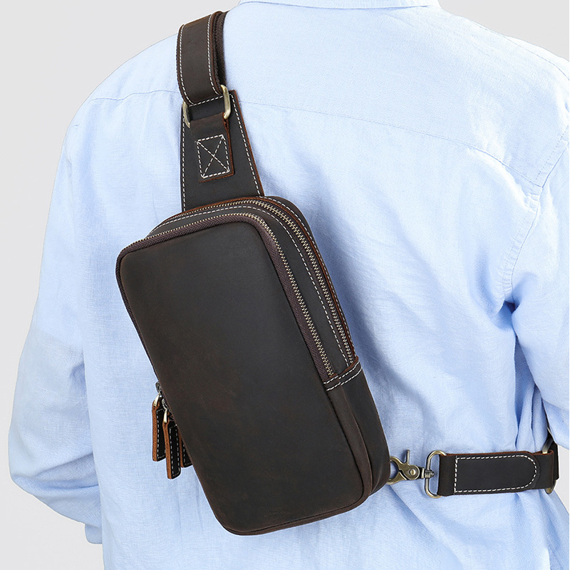 Genuine Leather Men's Chest Ba - Tablet Shoulder Bag review and price